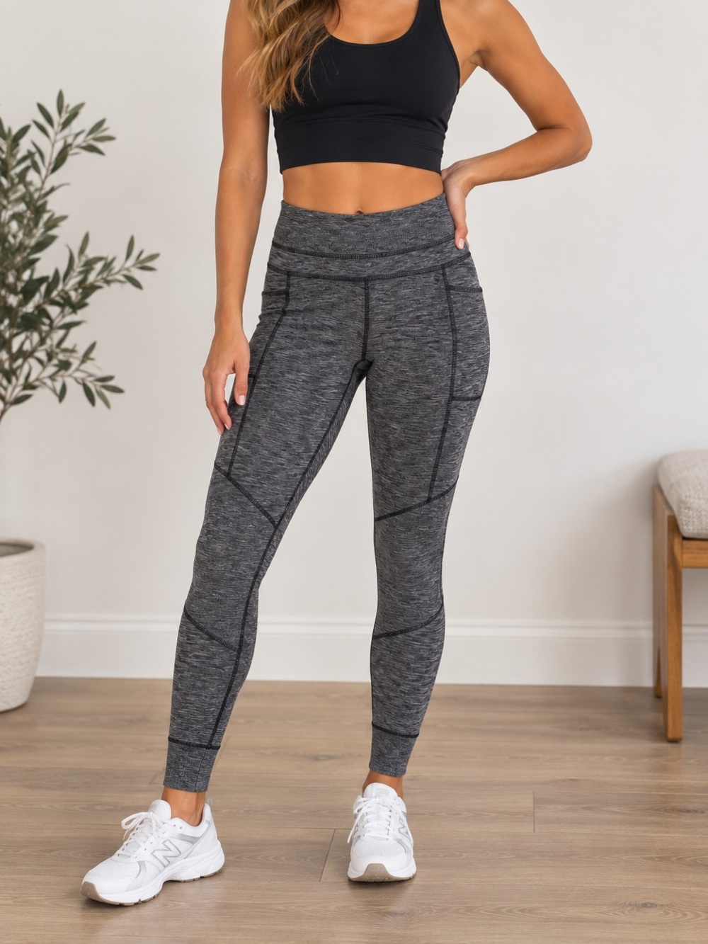 Athleta Heathered Charcoal High-Waist Pocket Leggings Large